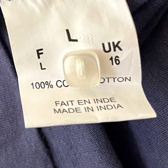 NWOT~Women’s Cotton Blouse~Size L~One Piece~Navy Blue & White - Picture 4 of 8
